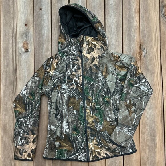 Próis Women's Camo Softshell Hooded Hunting Jacket Size Small - Picture 1 of 6